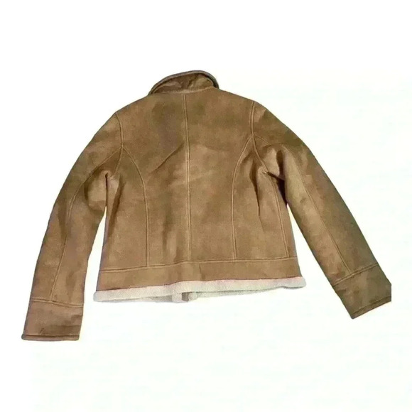 Talbots Petites Tan Faux Suede Jacket with Sherpa Lining Size L - Picture 4 of 8